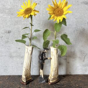 A pair of Napoleonic prisoner of war bone carved vases